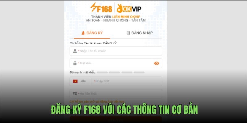 Tạo tài khoản nhanh chóng trở thành hội viên với thông tin cơ bản